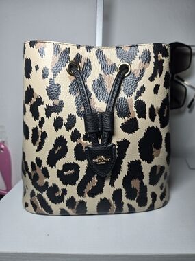 Coach Leopard-Print Rowan Bucket Bag